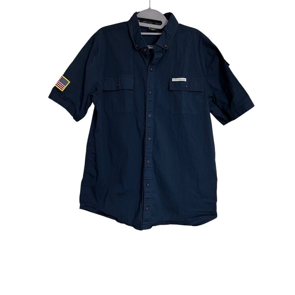 Grunt Style Shirt Womens Large Navy Short Sleeve Button-Down NWOT EMS Police